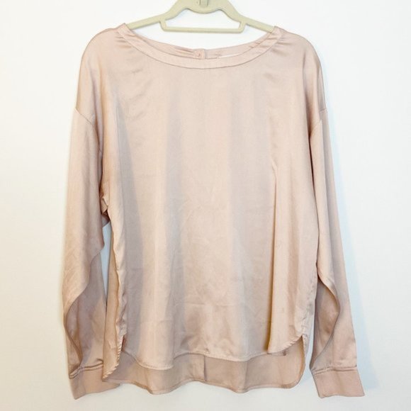 LOFT Tops - LOFT Blush Pink Silky Back Button Down Blouse Top